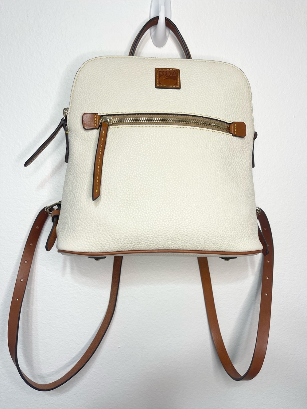 Dooney & Bourke Pebble Grain Backpack Cream with Brown EUC